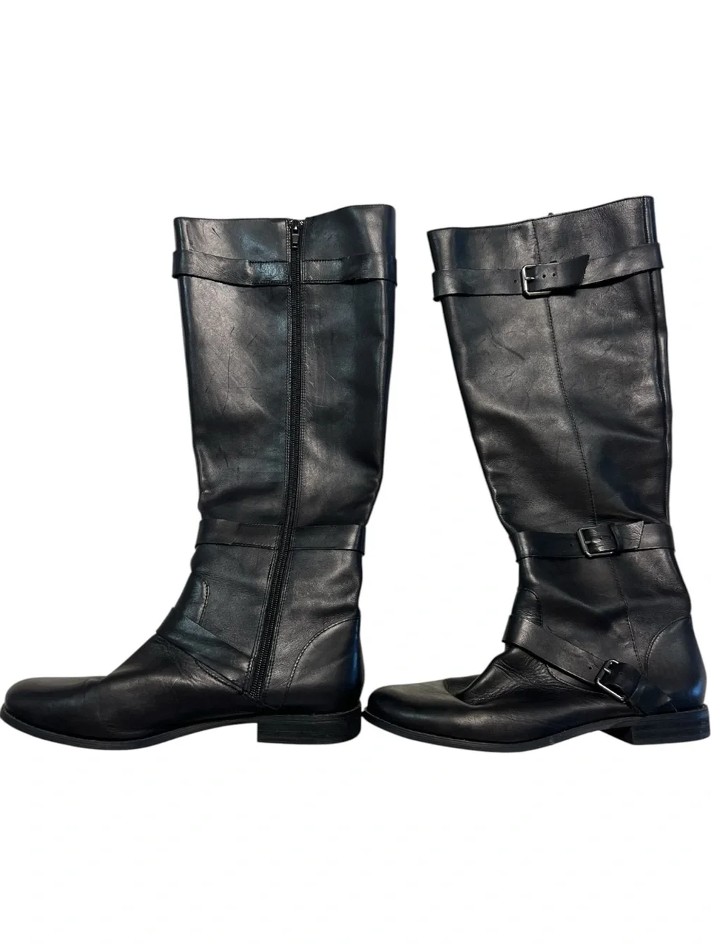 Naturalizer Josey Black Leather Knee-High Moto Riding Equestrian Boots 📐9M